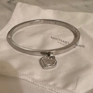Michael Kors Silver Heart Charm Bangle